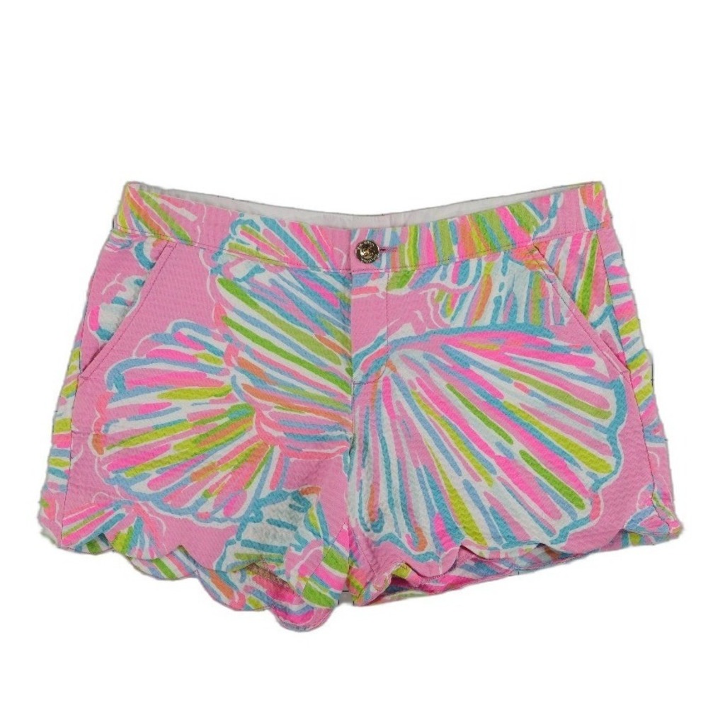 Lilly Pulitzer Buttercup Shorts Women's Size 6 Seashell Scalloped 100% Cotton